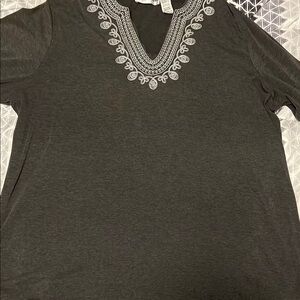 Embroidered Gray Women's Top
